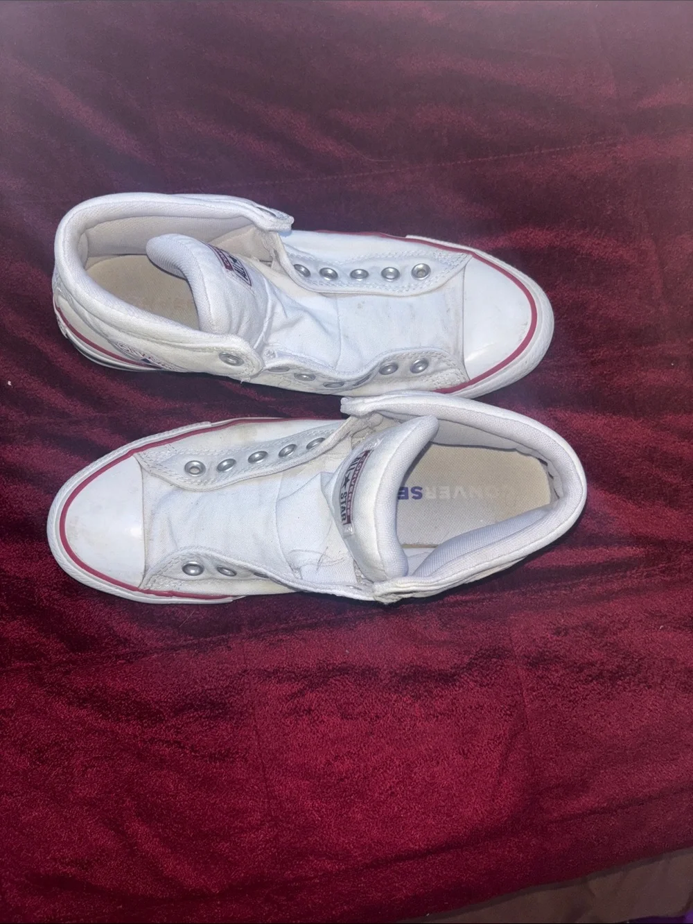 Converse men White High-Top Sneakers with Red Trim